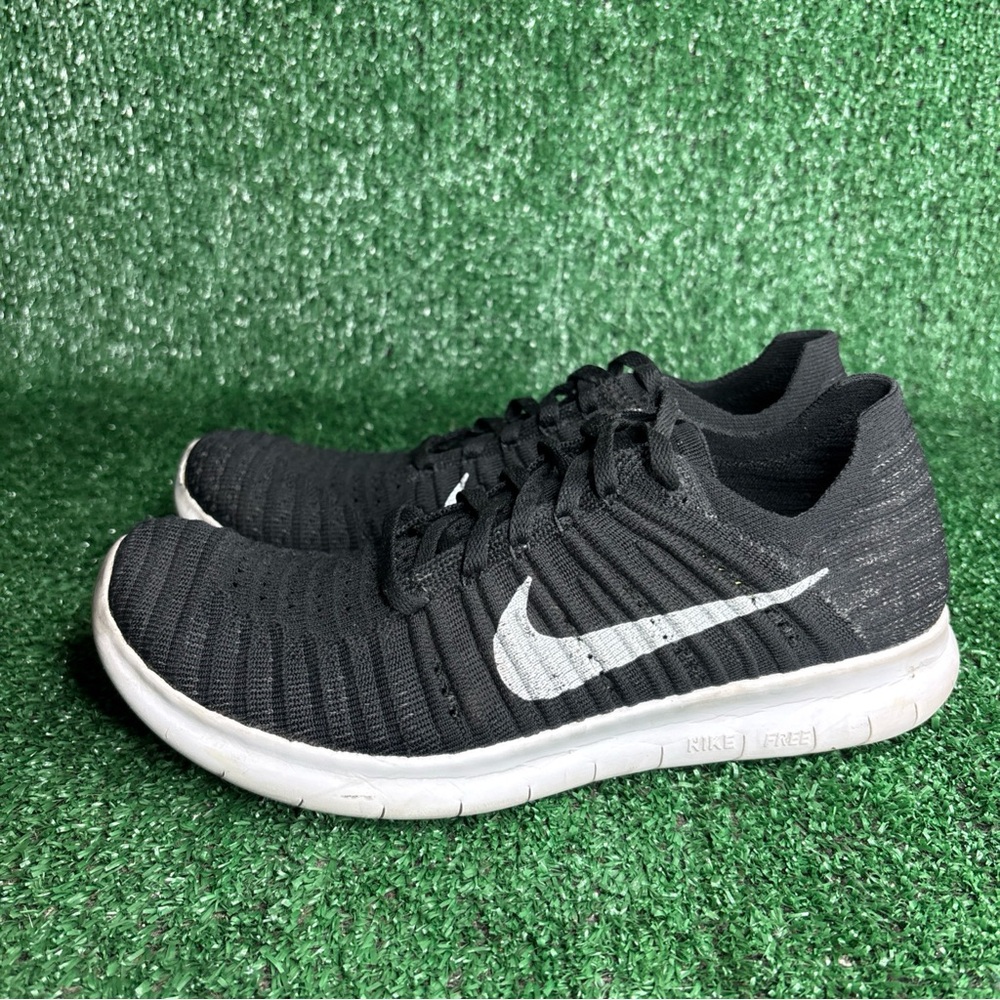 Nike Free RN Flyknit Women's‎ Size 8 Running Shoes Black White - Picture 3 of 12